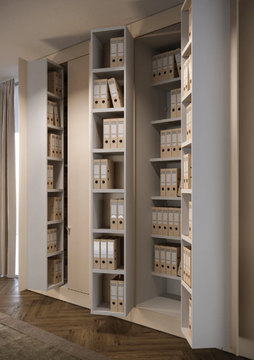 BRIEFING INTERWALL REVERSO - Tall modular wooden office storage unit with hinged doors by ESTEL GROUP - view 3